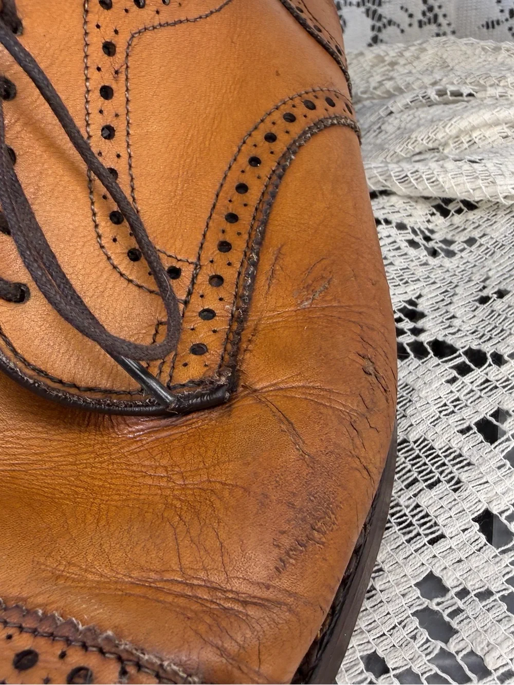 Allen Edmonds Cognac Brown Brogue Cap-Toe Oxfords